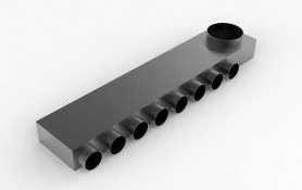 Collettore aria da sottofondo 160 in 8 x 75 out su lato sinistro Collettore aria da sottofondo 160 in 8 x 75 out su lato sinistro